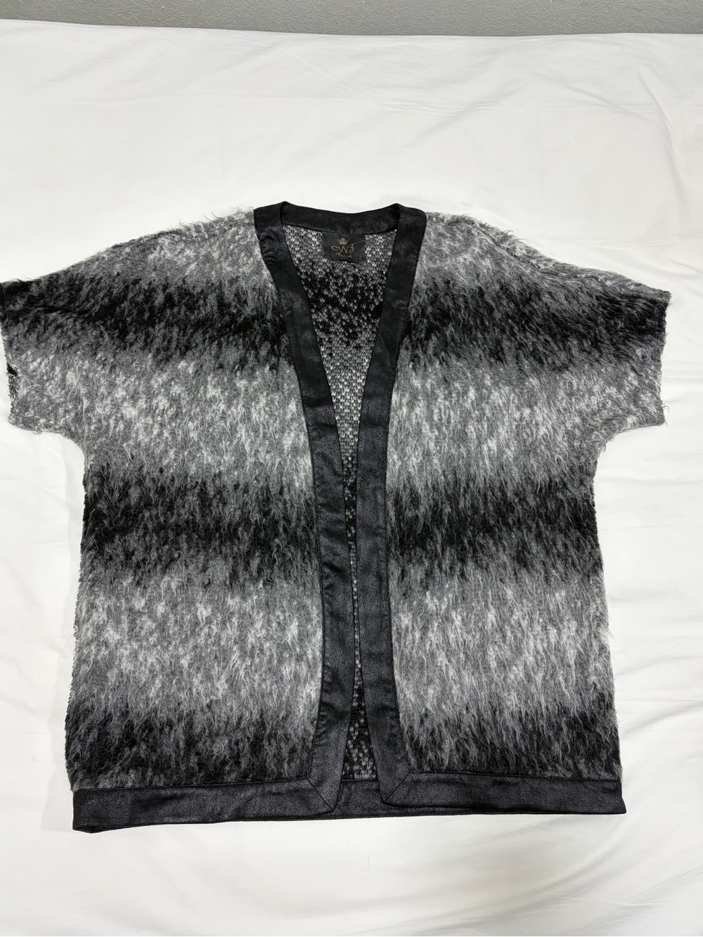 SW3 UK Mohair Blend Ombré Oversized Cardigan Gray Black